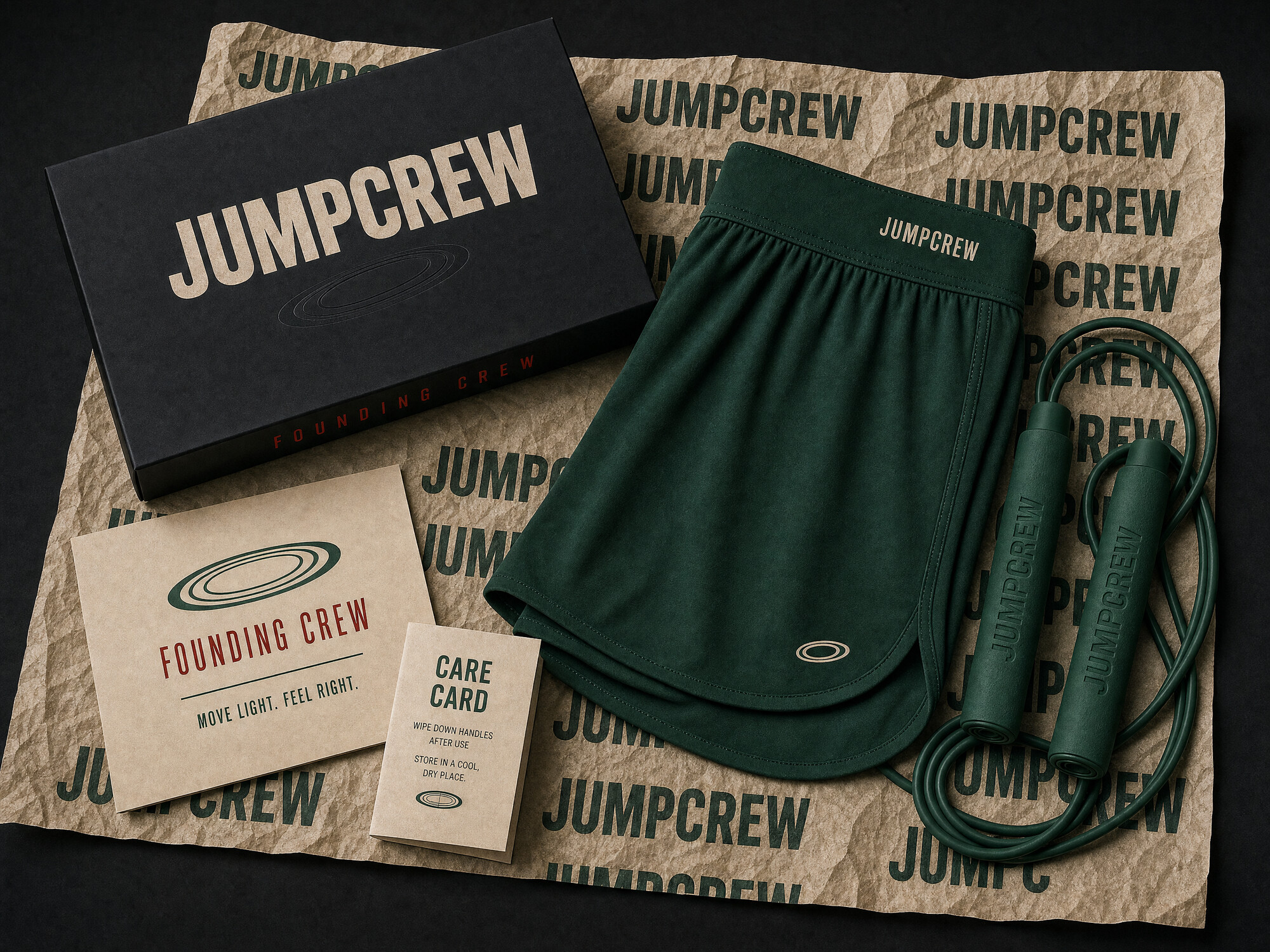 JUMPCREW Heritage Green Founding Crew exclusive colorway - shorts and rope