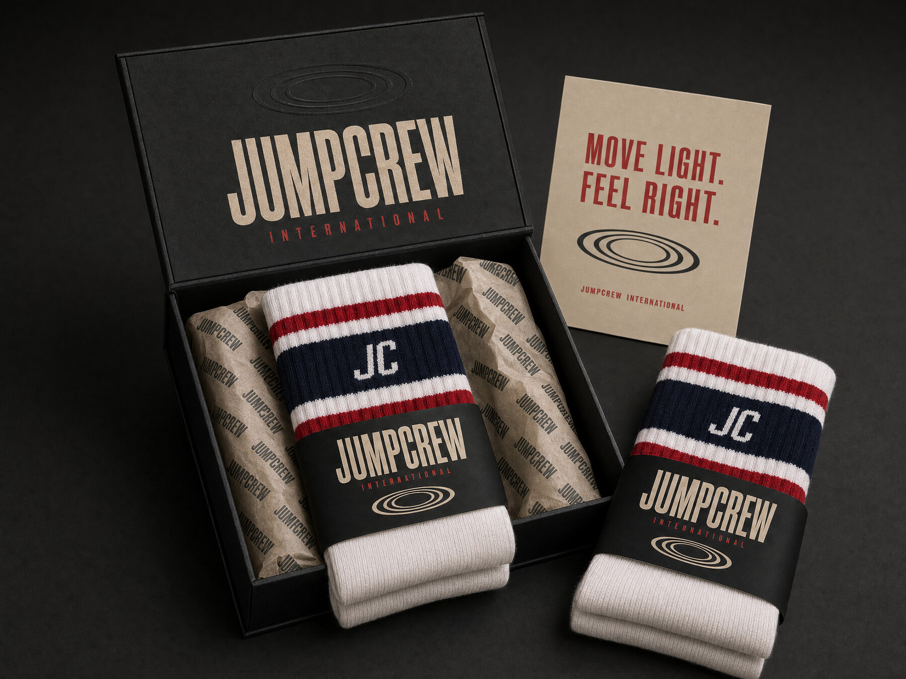 JUMPCREW athletic crew socks with JC monogram